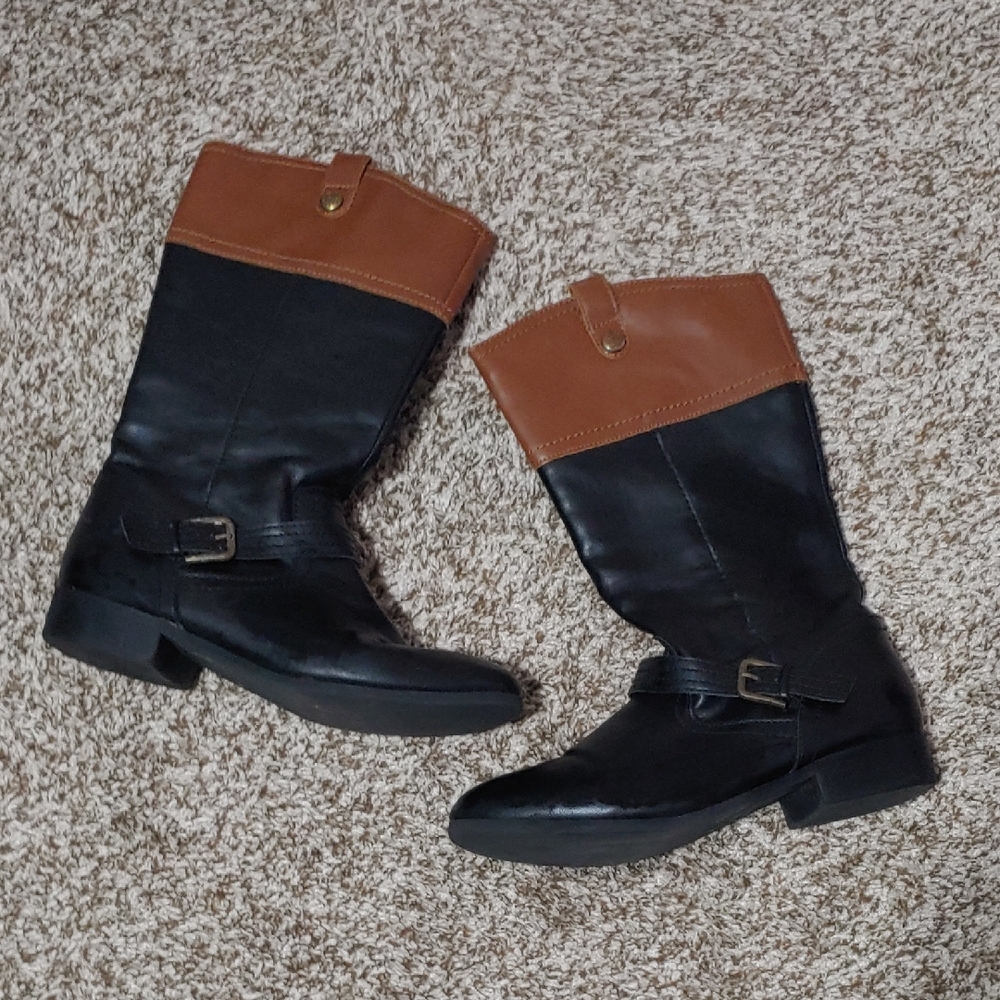 Nine West Women's Black And Brown Riding Boots Size 5